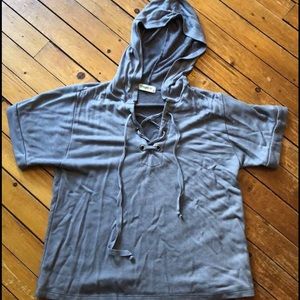 Grey sweatshirt material short sleeve shirt. Size L